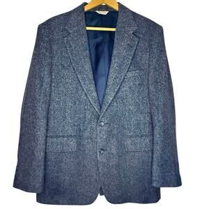 Vintage Hunt Valley Men’s Size 42R Wool Blazer Blue Tweed USA Made Work Preppy